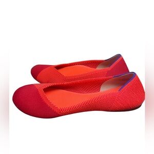 Rothy’s The Flat Shoes in Cherry Pop Colorblock Red Round Toe US 8